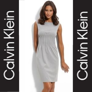 Calvin Klein Pintuck Sleeveless Sheath Black Dress